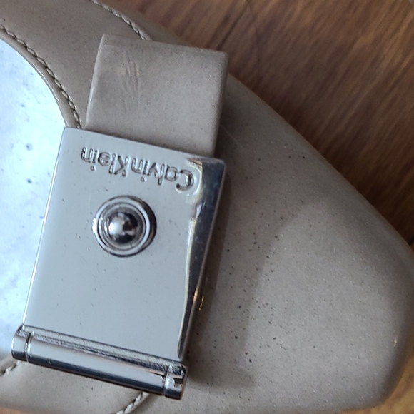 Calvin Klein Beige Heels with Chrome Accent - Picture 5 of 5